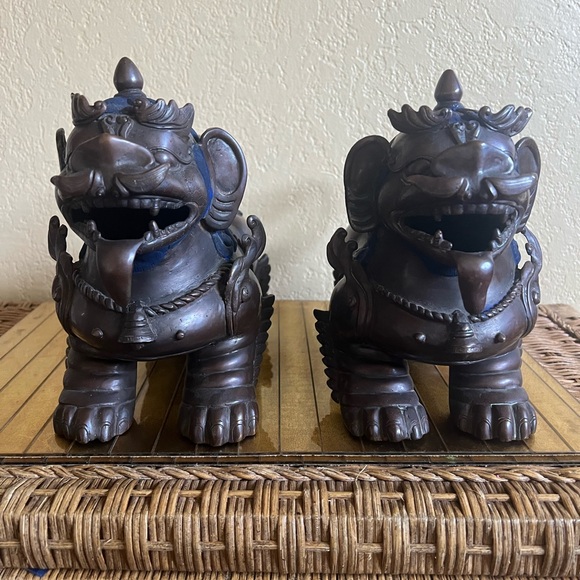 Bronze 18th century foo dogs the Paul lapis - Picture 13 of 16